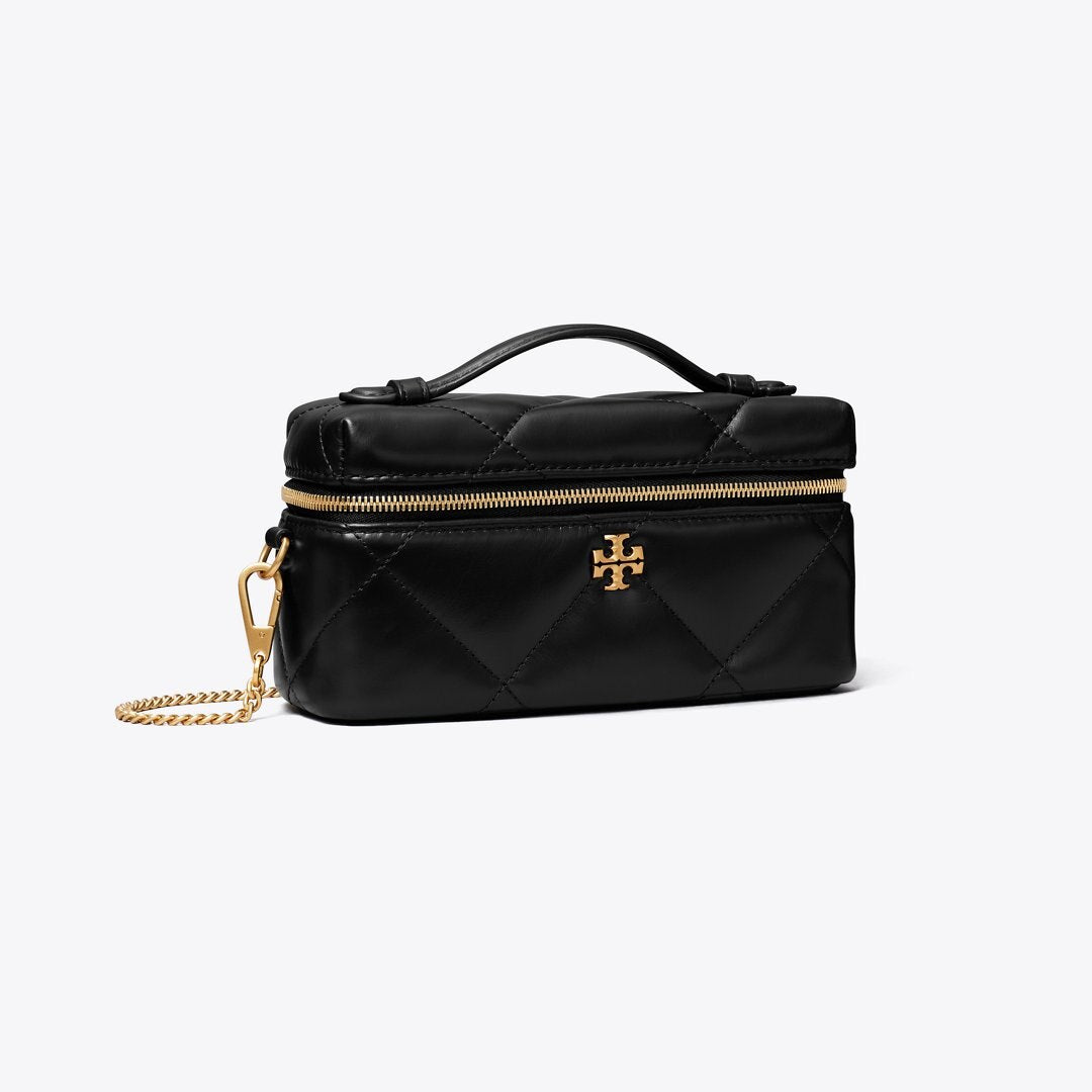 Tory Burch Kira Diamond Quilt Charm East-West Vanity Case Black
