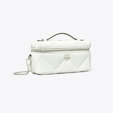 Tory Burch Kira Diamond Quilt Distressed Charm Vanity Case Blanc