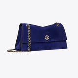 Tory Burch Kira Turnlock Suede Shoulder Bag Ballpoint Blue