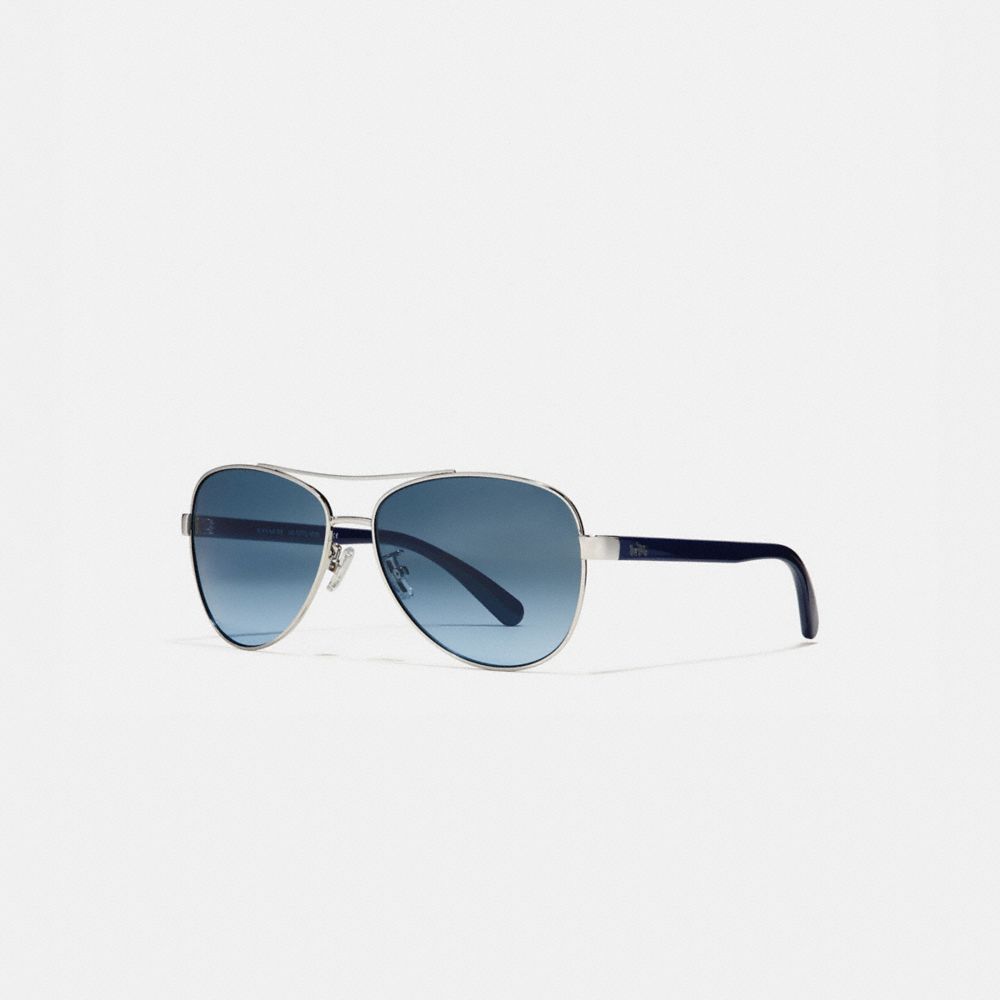 Coach Horse And Carriage Pilot Sunglasses Silver Navy