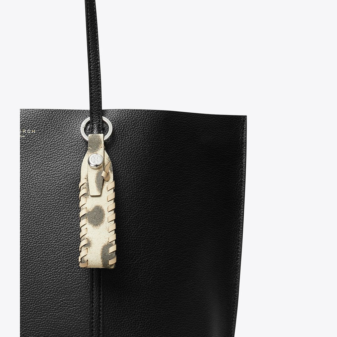 Tory Burch Leather Woven Bag Charm Cheetah Spots