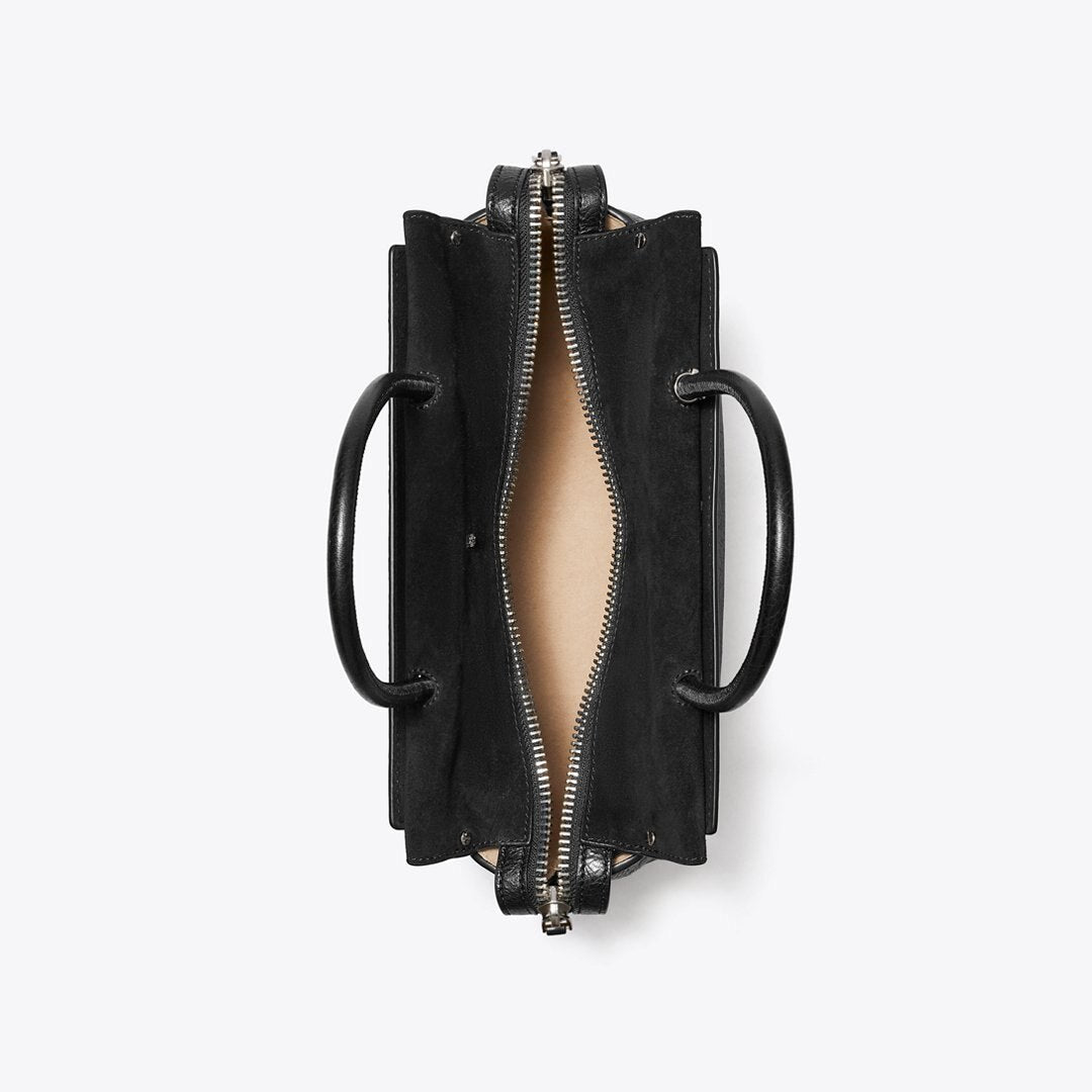 Tory Burch Mercer Distressed Satchel Black