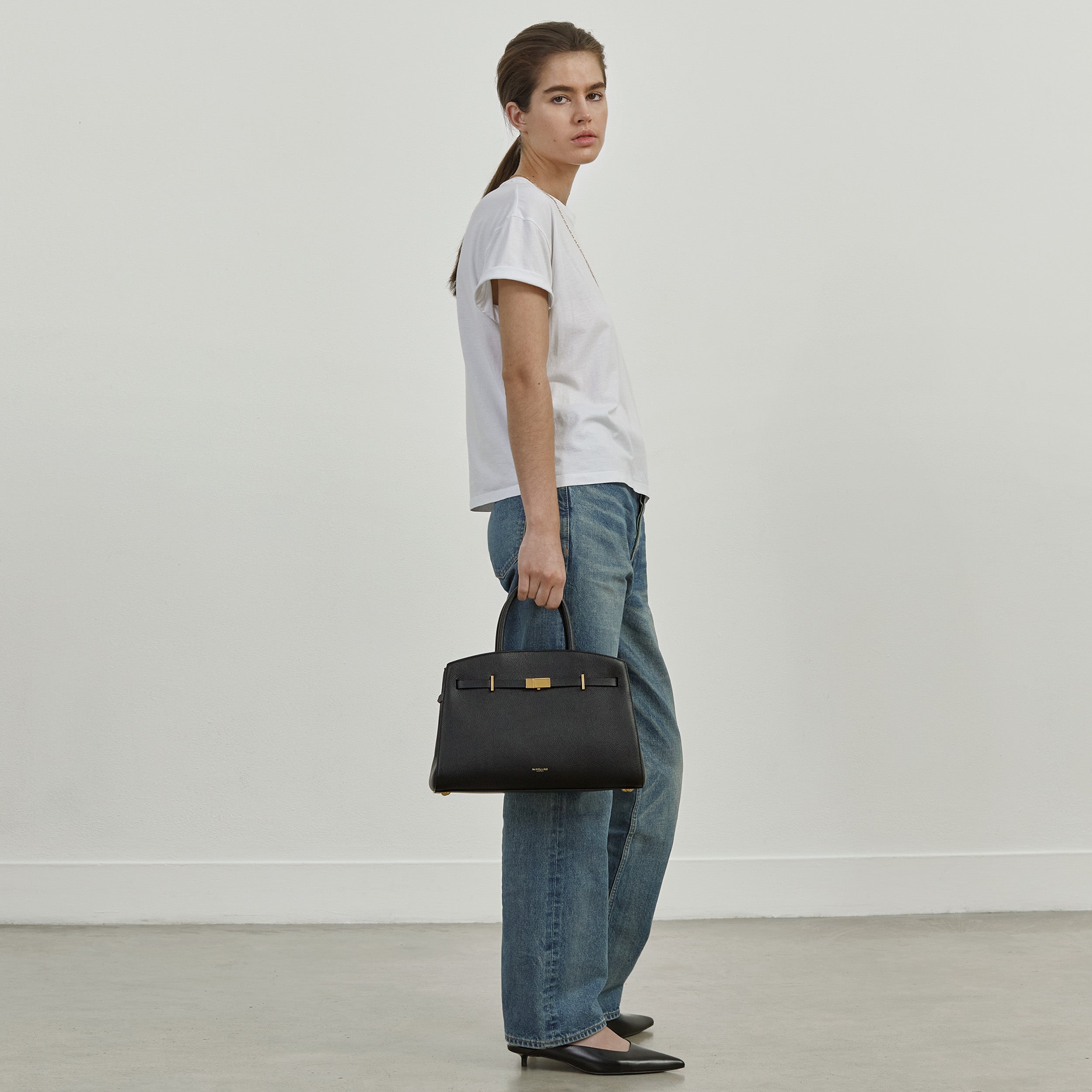 DeMellier The Midi Hudson deep olive suede & deep olive smooth