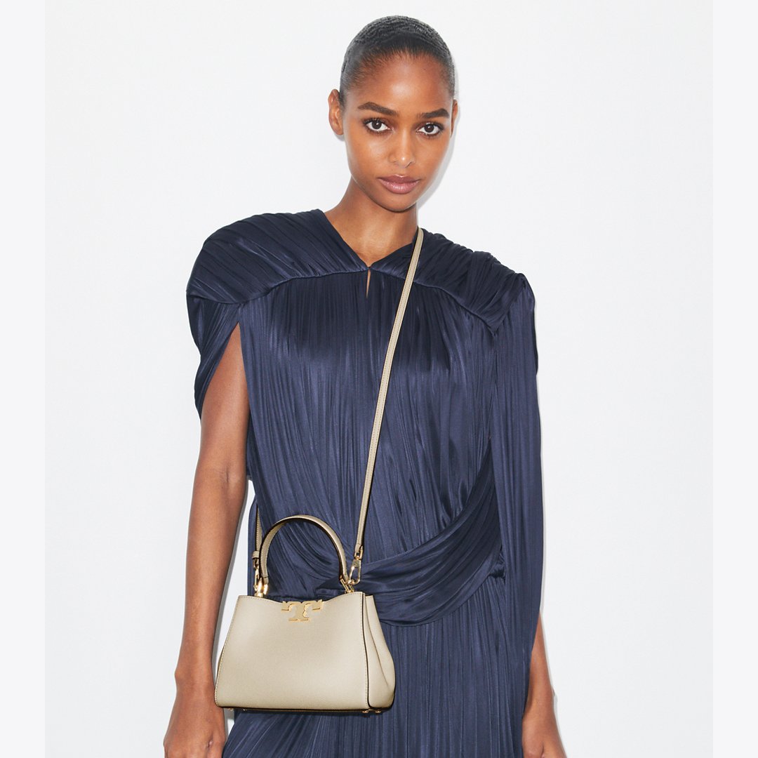 Tory Burch Mini Eleanor Soft Satchel Light Stone