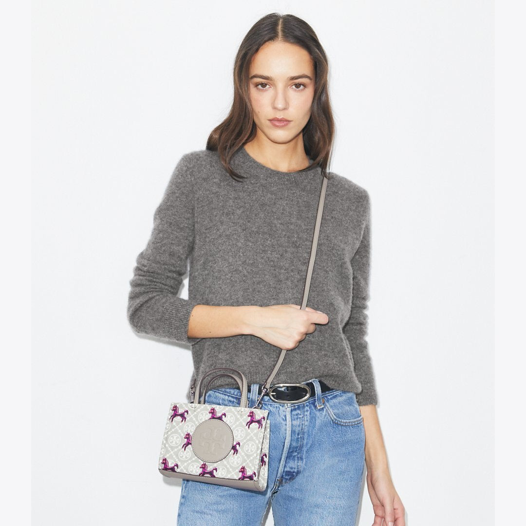Tory Burch Mini Ella Horse Tote Gray / Magenta