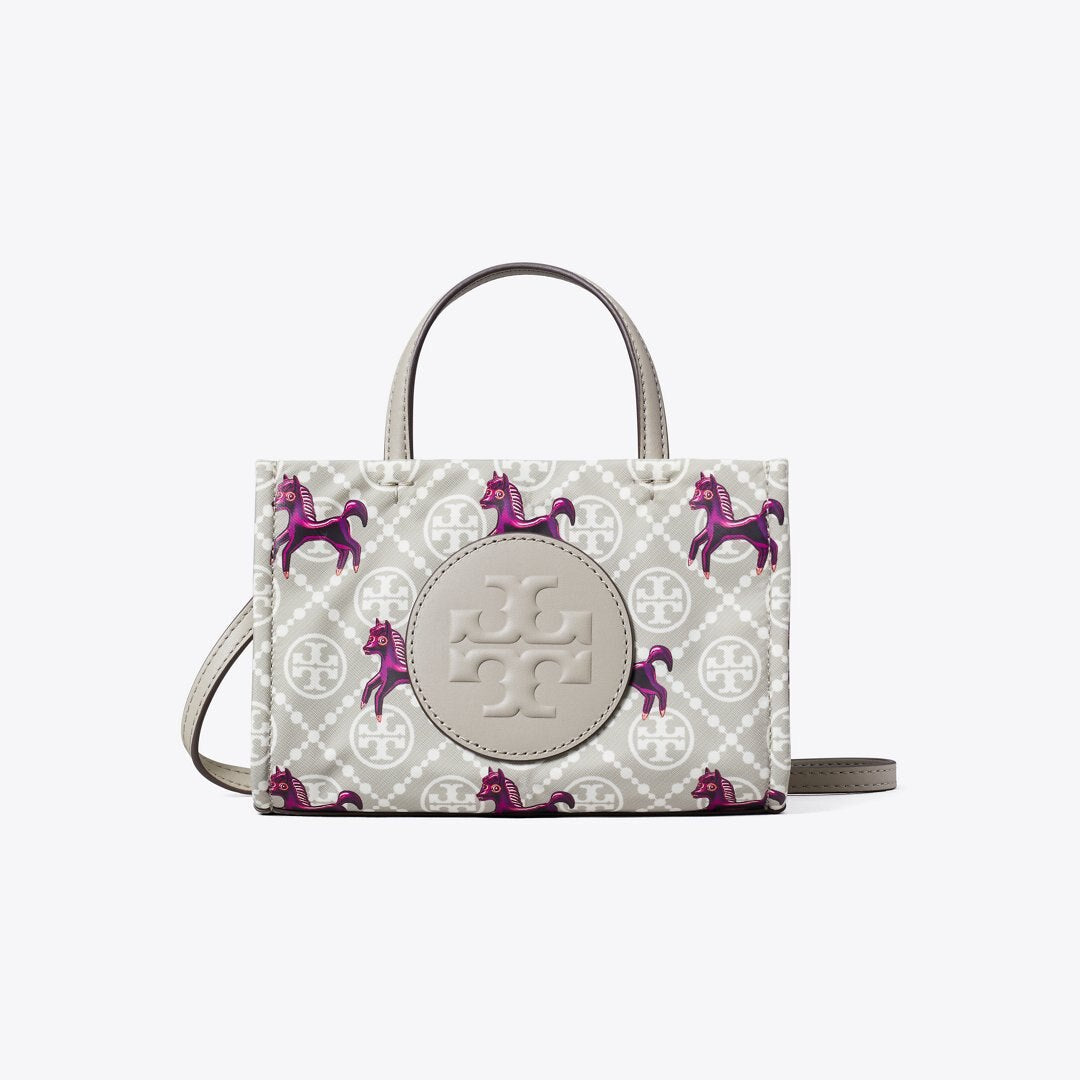 Tory Burch Mini Ella Horse Tote Gray / Magenta