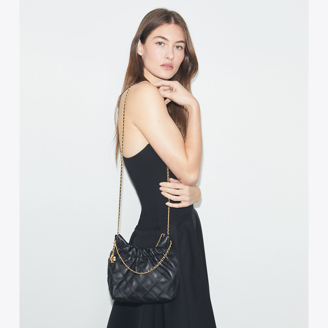 Tory Burch Mini Fleming Soft Hobo Bag Black