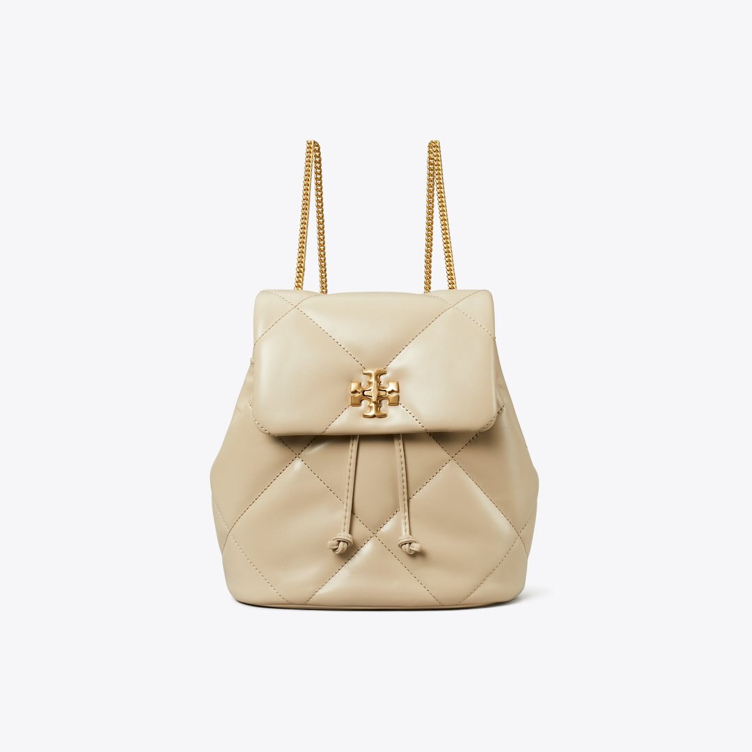 Tory Burch Mini Kira Diamond Quilt Backpack Light Stone