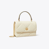 Tory Burch Mini Kira Diamond Quilt Top-Handle Crossbody Warm White