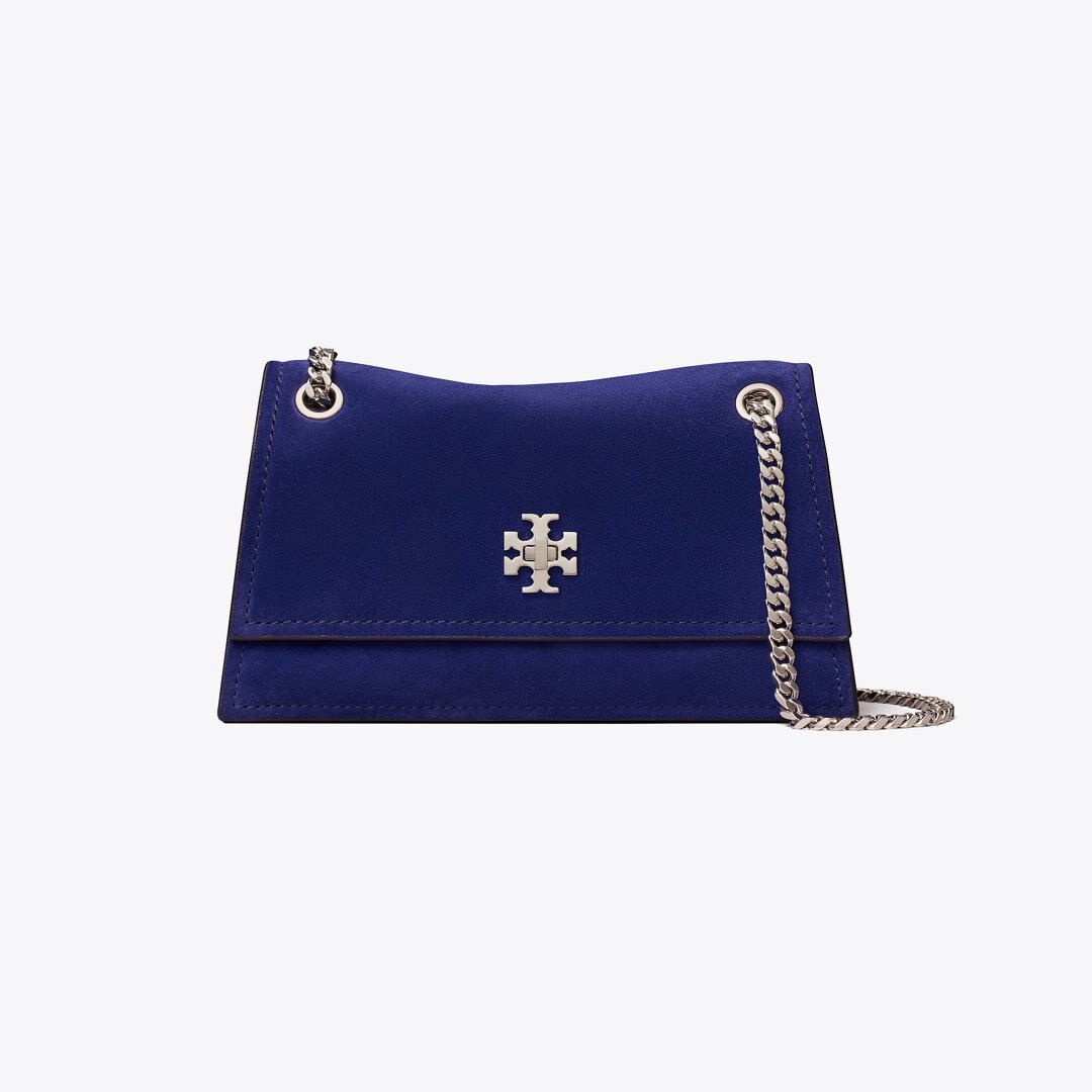 Tory Burch Mini Kira Turnlock Suede Shoulder Bag Ballpoint Blue