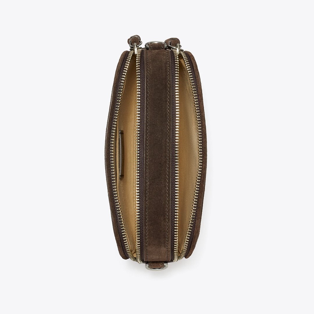 Tory Burch Mini Miller Suede Crossbody Bag Shadow Oak