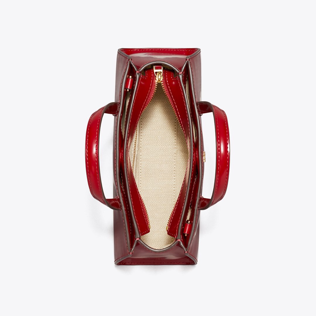 Tory Burch Mini Patent Leather Tote Bartlett Red