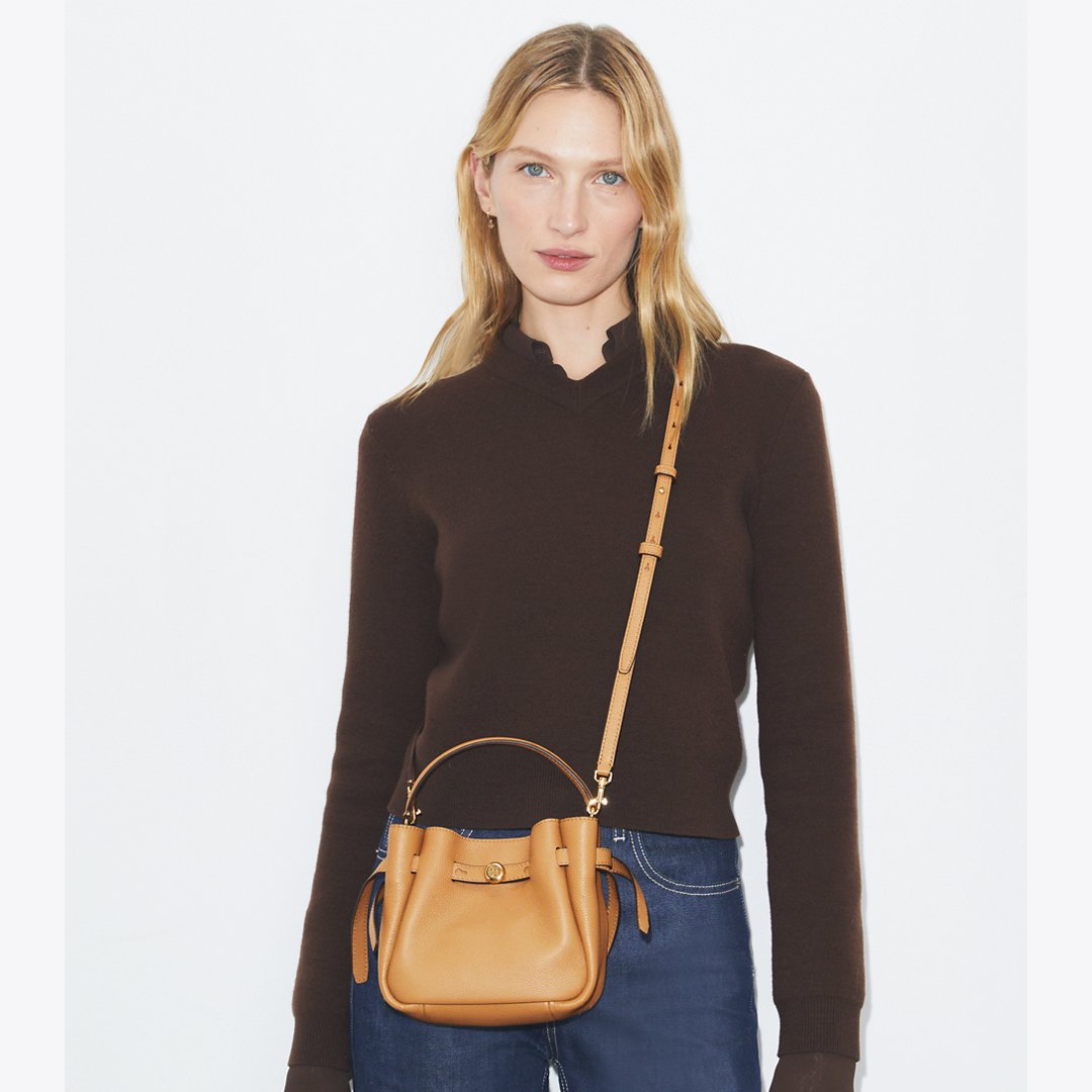 Tory Burch Mini Romy Bucket Bag Tiramisu
