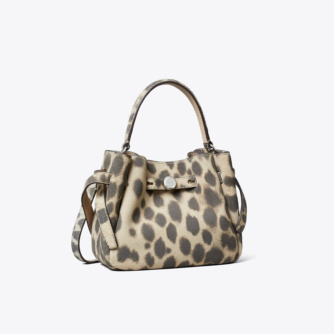 Tory Burch Mini Romy Suede Bucket Bag Cheetah Spots