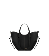 Polene Cyme Mini Textured Black with Ecru Stitching