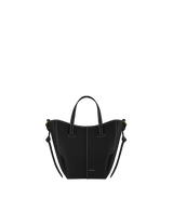 Polene Cyme Tote Nano Textured Black with Ecru Stitching