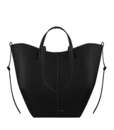 Polene Cyme Tote Textured Black with Ecru Stitching
