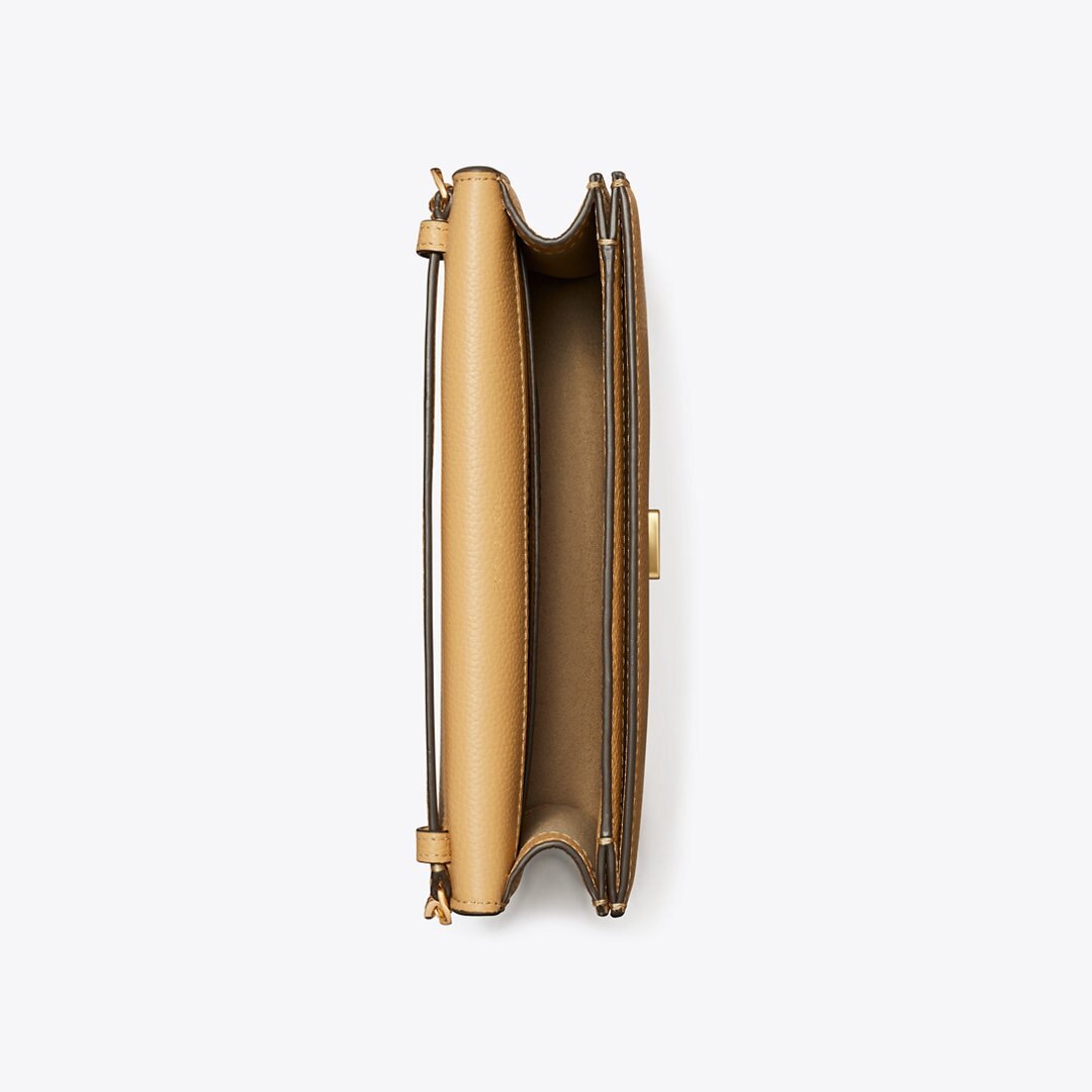 Tory Burch Pebble Envelope Chain Wallet Biscotti