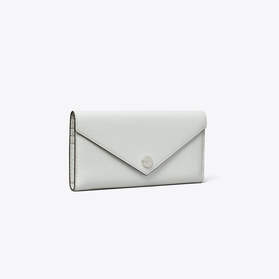 Tory Burch Pebble Envelope Long Wallet Light Titanium