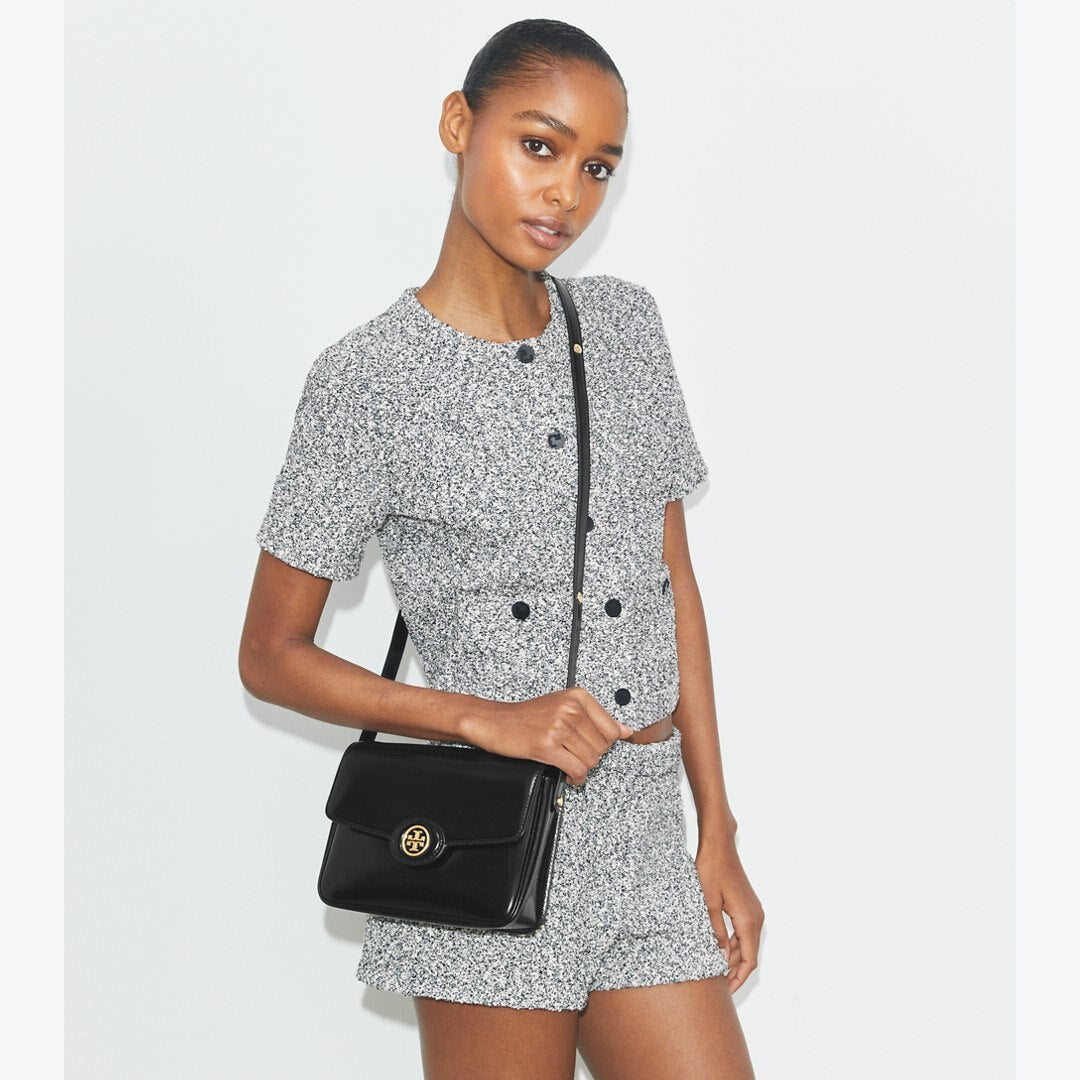 Tory Burch Robinson Spazzolato Shoulder Bag DARK SIENNA