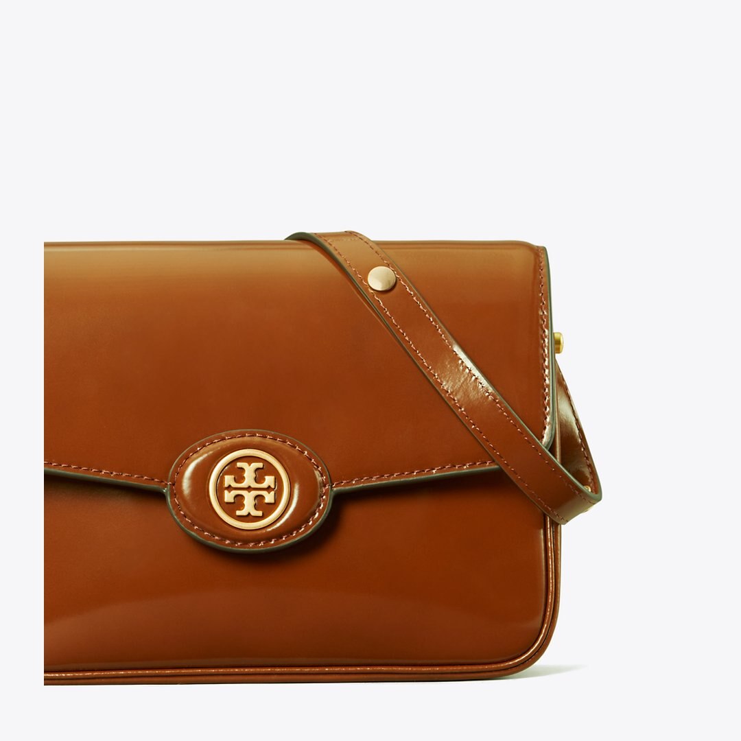 Tory Burch Robinson Spazzolato Shoulder Bag DARK SIENNA