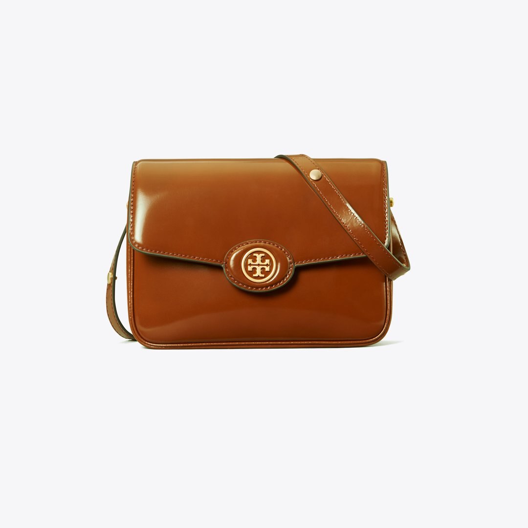 Tory Burch Robinson Spazzolato Shoulder Bag DARK SIENNA