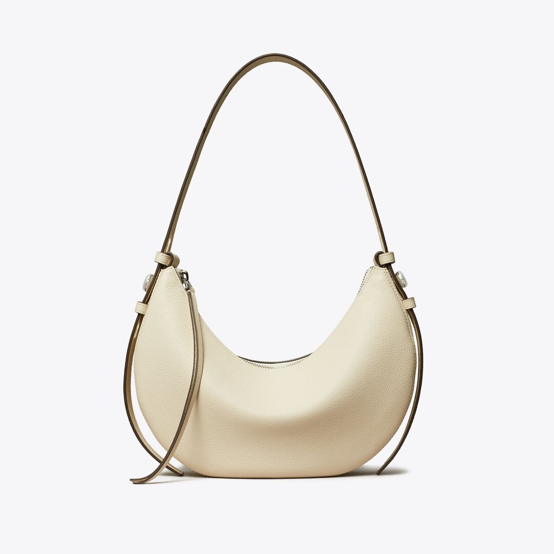 Tory Burch Romy Half Moon Bag Light Cream