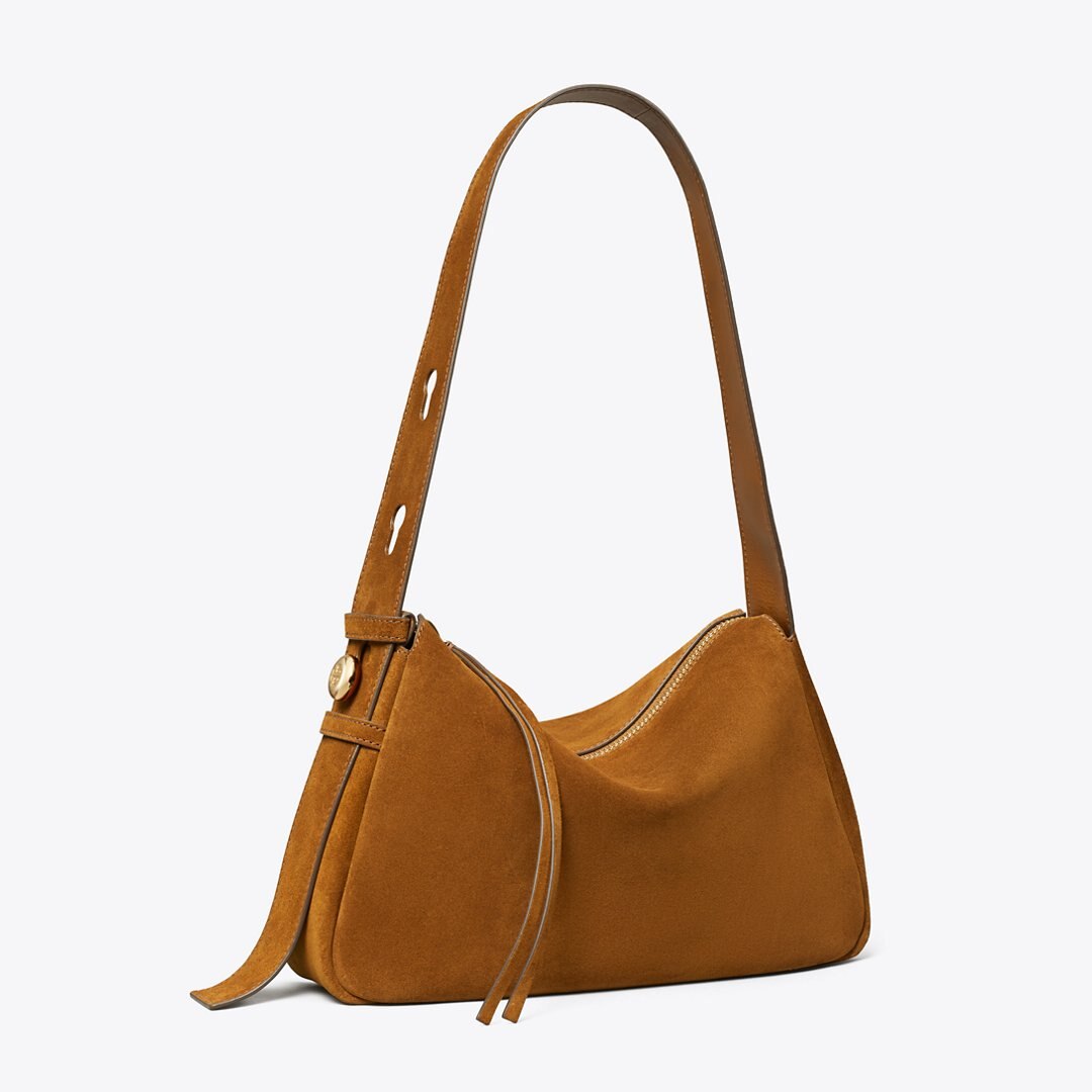 Tory Burch Romy Suede Shoulder Bag Caramel