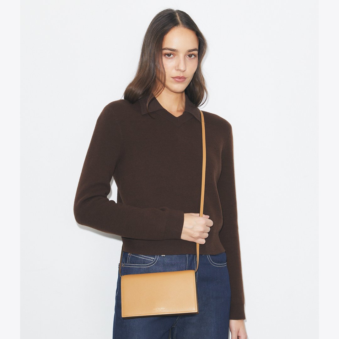 Tory Burch Romy Wallet Crossbody Tiramisu