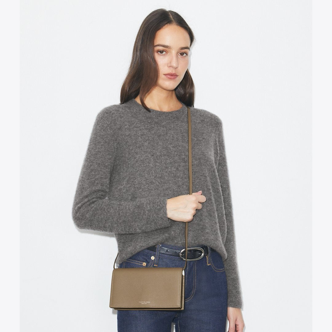 Tory Burch Romy Wallet Crossbody Wild Mushroom