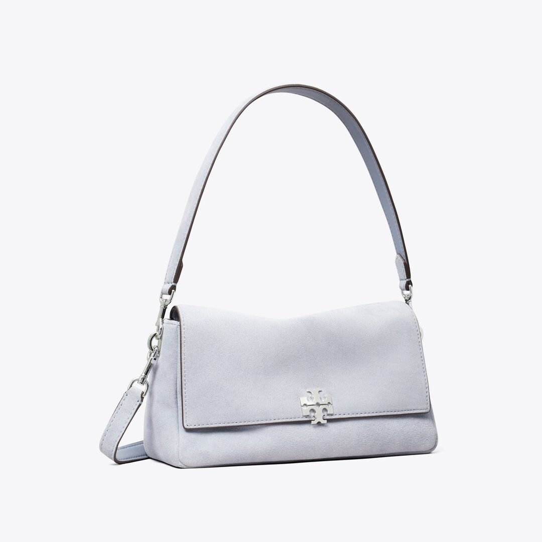 Tory Burch Small Charlie Suede Shoulder Bag Light Blue