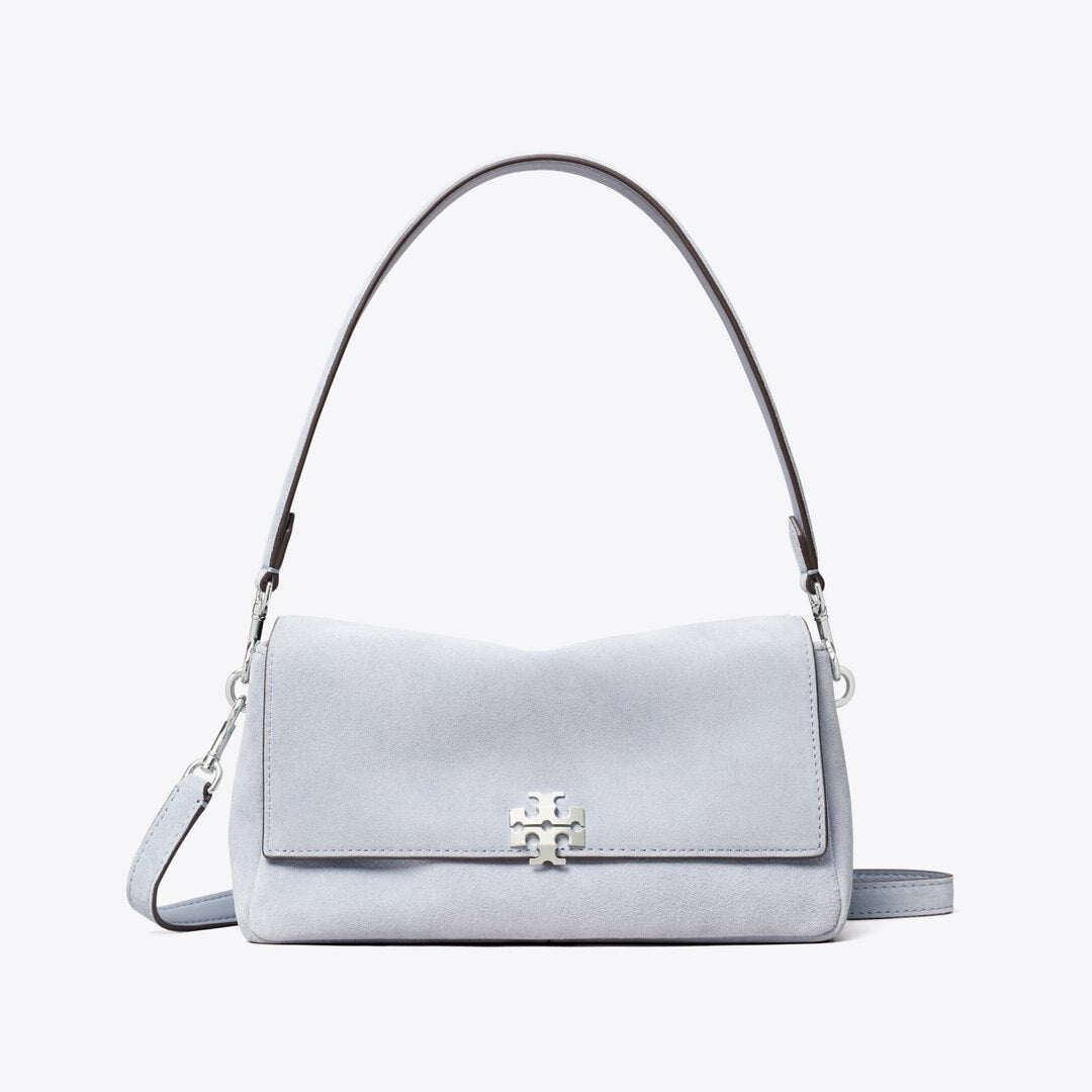 Tory Burch Small Charlie Suede Shoulder Bag Light Blue