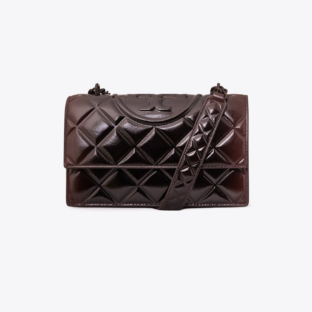Tory Burch Small Fleming Patent Shoulder Bag Deep Burgundy