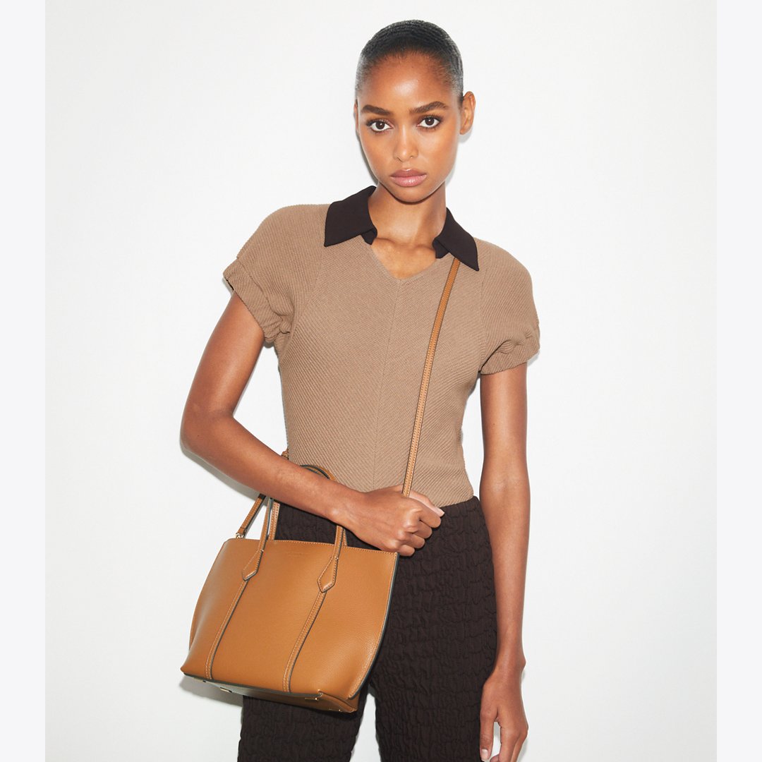 Tory Burch Small Perry Zip Tote Autumn Brown