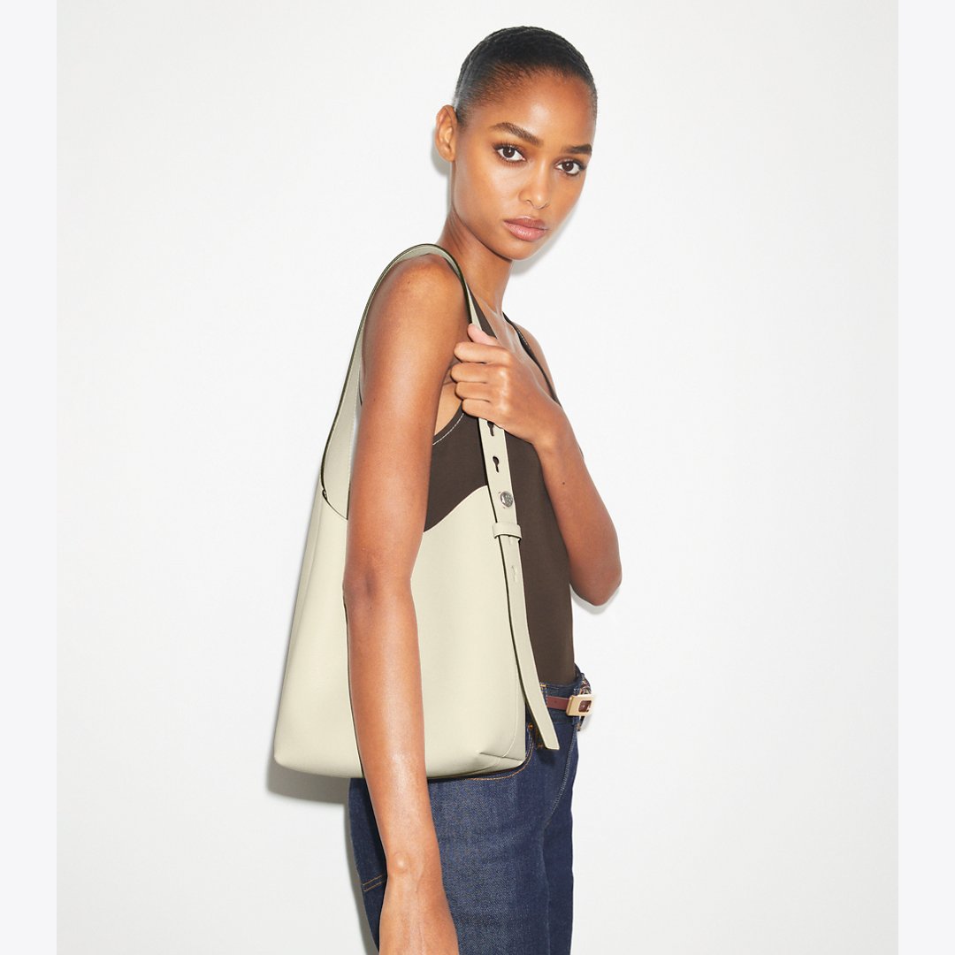 Tory Burch Small Romy Hobo Bag Light Cream