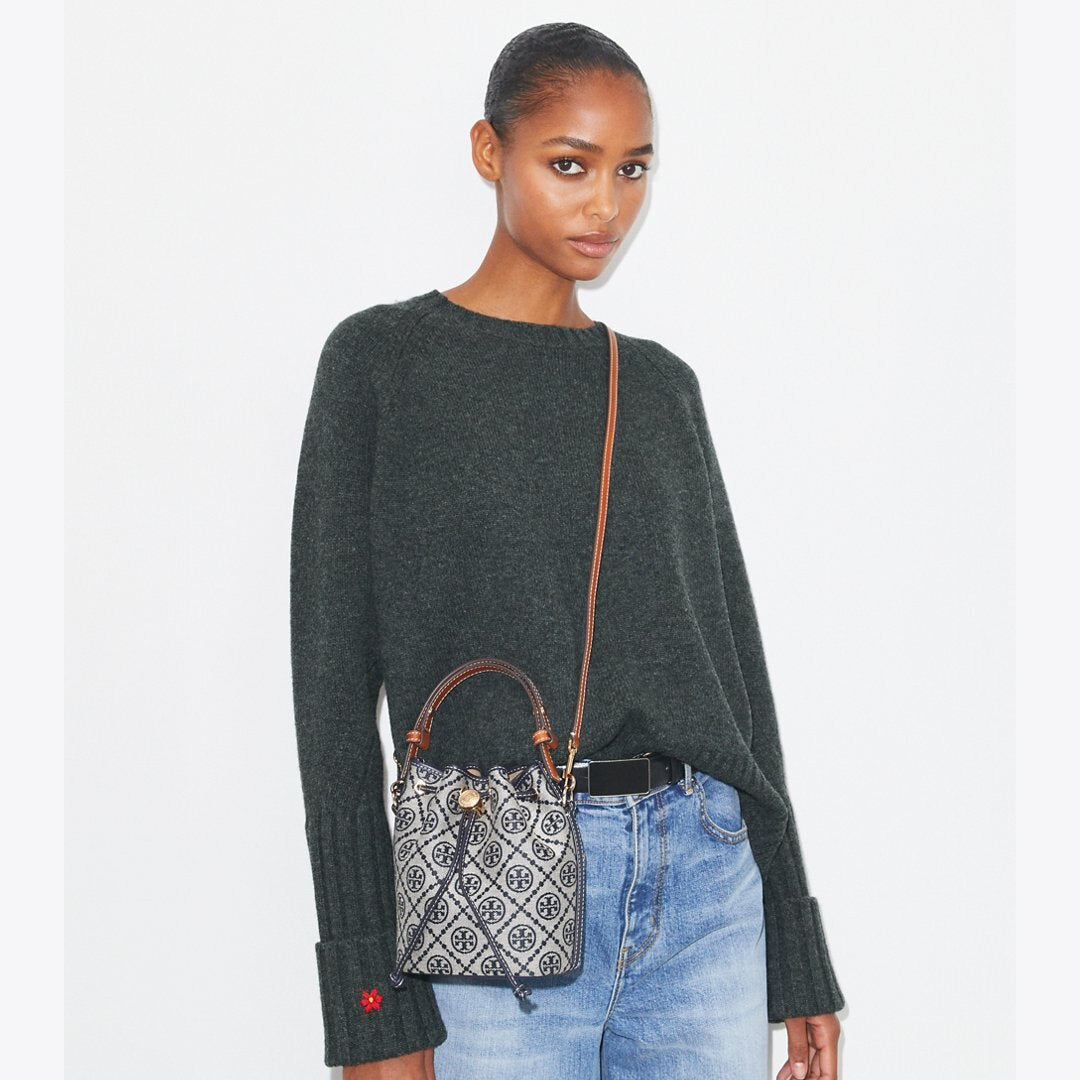 Tory Burch T Monogram Mini Bucket Bag Tory Navy