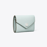 Tory Burch T Monogram Pebbled Small Envelope Wallet Light Sea