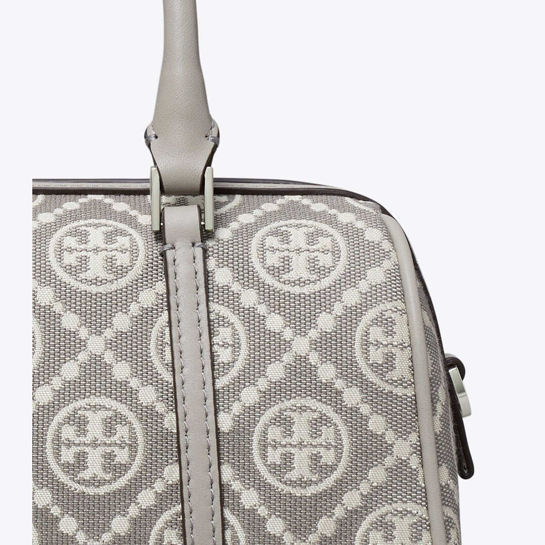 Tory Burch T Monogram Utility Mini Barrel Bag Gray