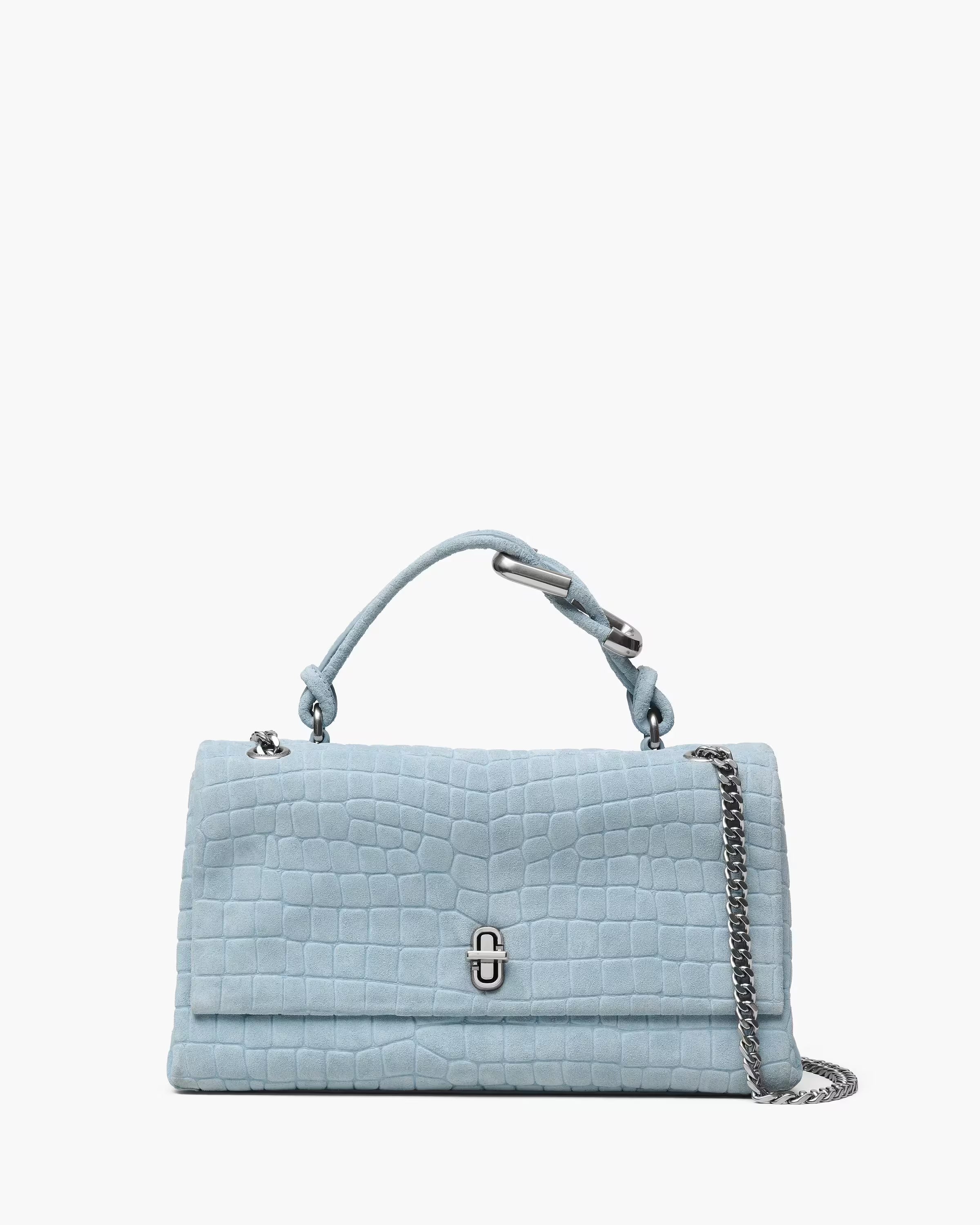 Marc Jacobs The Suede Croc Dual Convertible Shoulder Bag Blue Mist