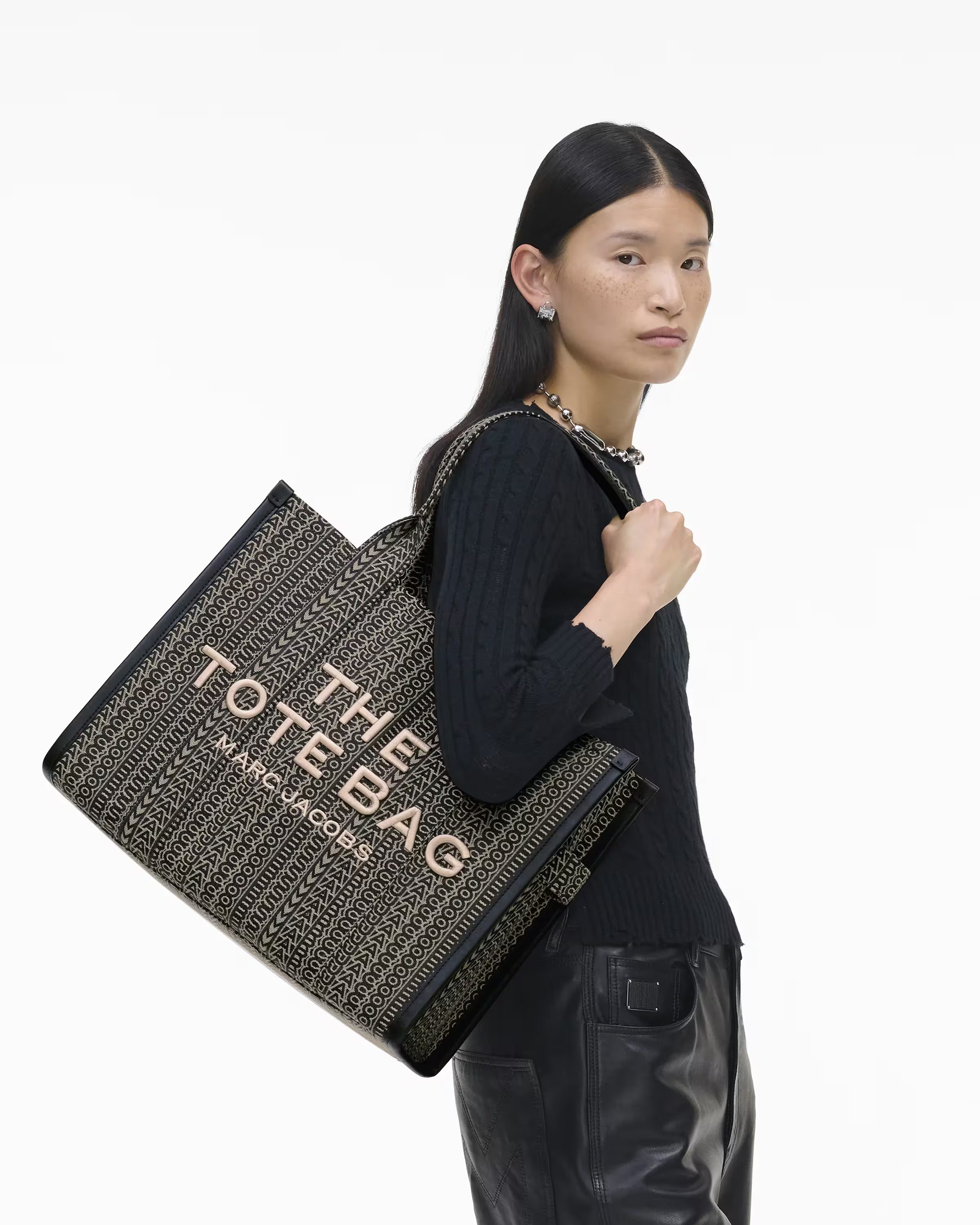 Marc Jacobs The Monogram Jacquard Large Tote Bag Beige Multi