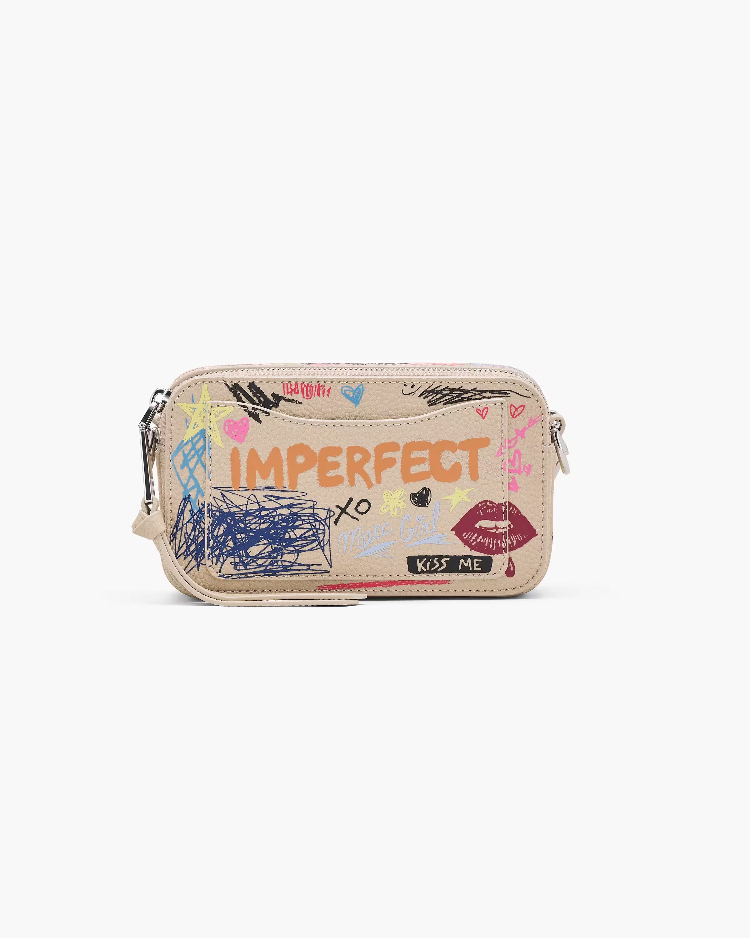 Marc Jacobs The Punk Scribble Snapshot Convertible Shoulder Bag Beige Multi