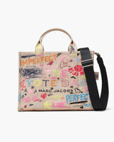 Marc Jacobs The Punk Scribble Canvas Medium Tote Bag Beige Multi