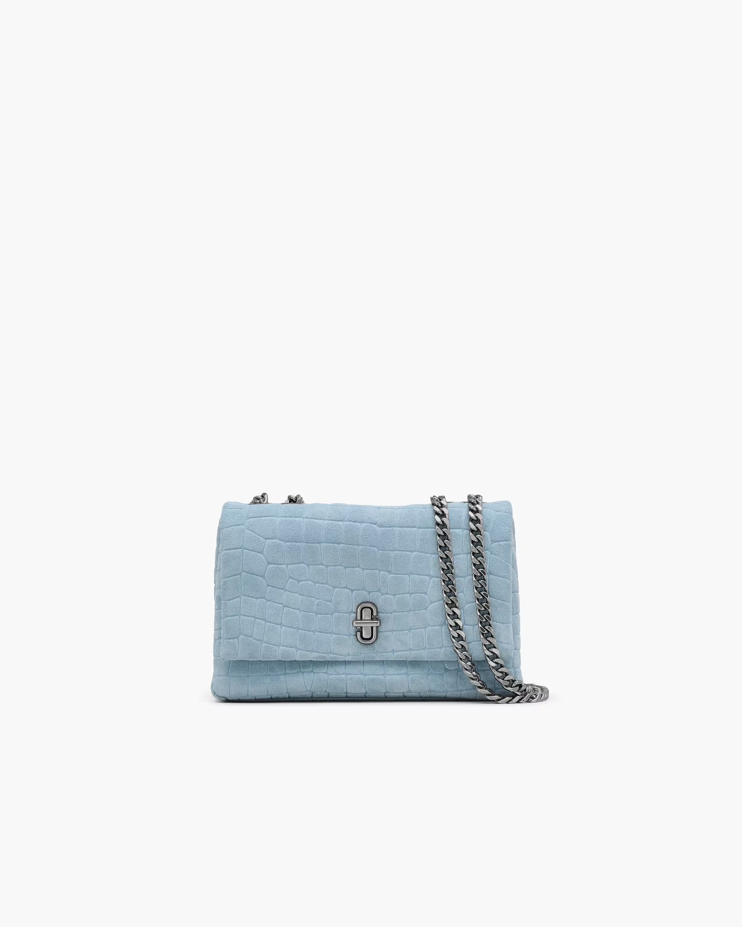 Marc Jacobs The Suede Croc Slim Dual Convertible Shoulder Bag Blue Mist