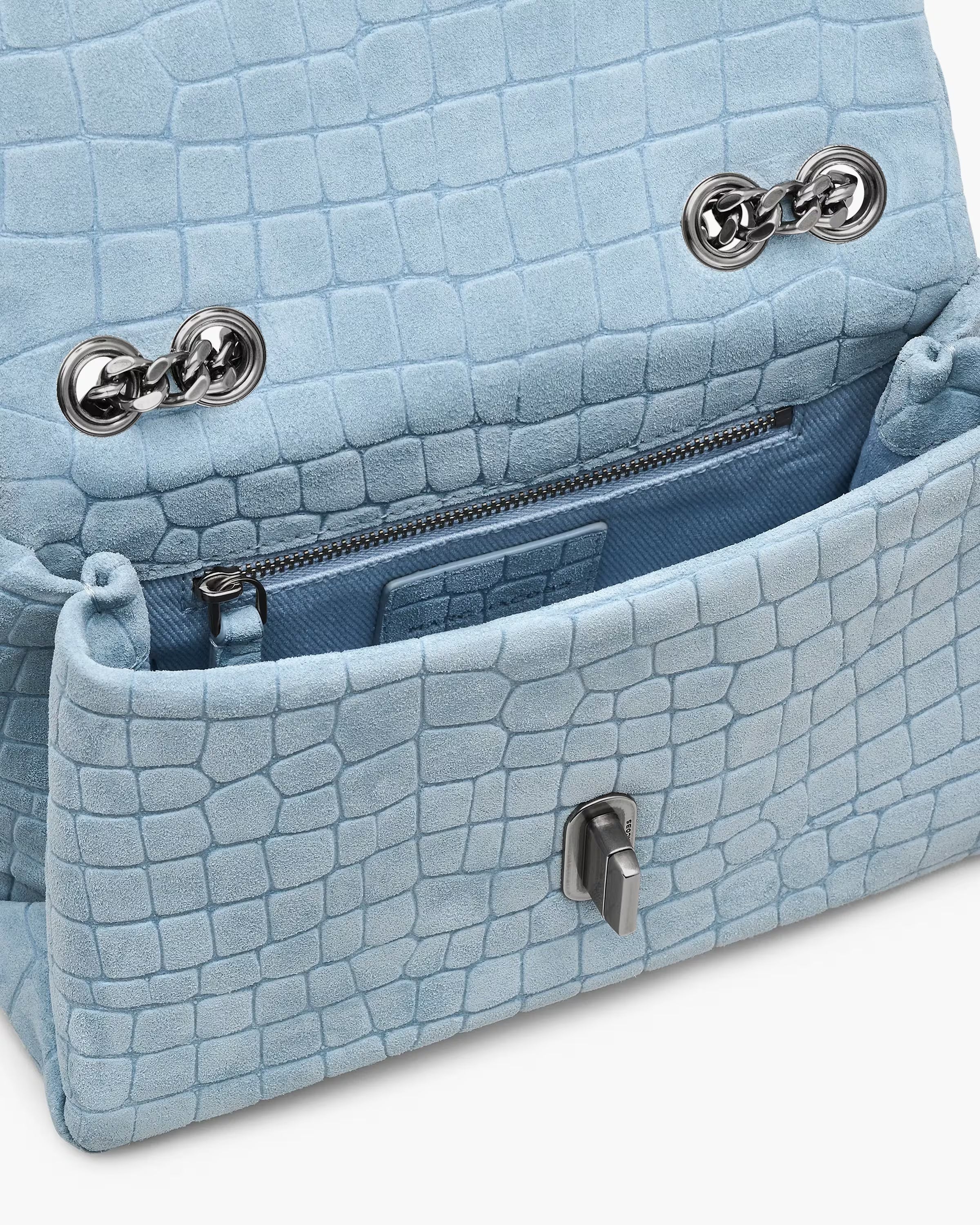 Marc Jacobs The Suede Croc Slim Dual Convertible Shoulder Bag Blue Mist