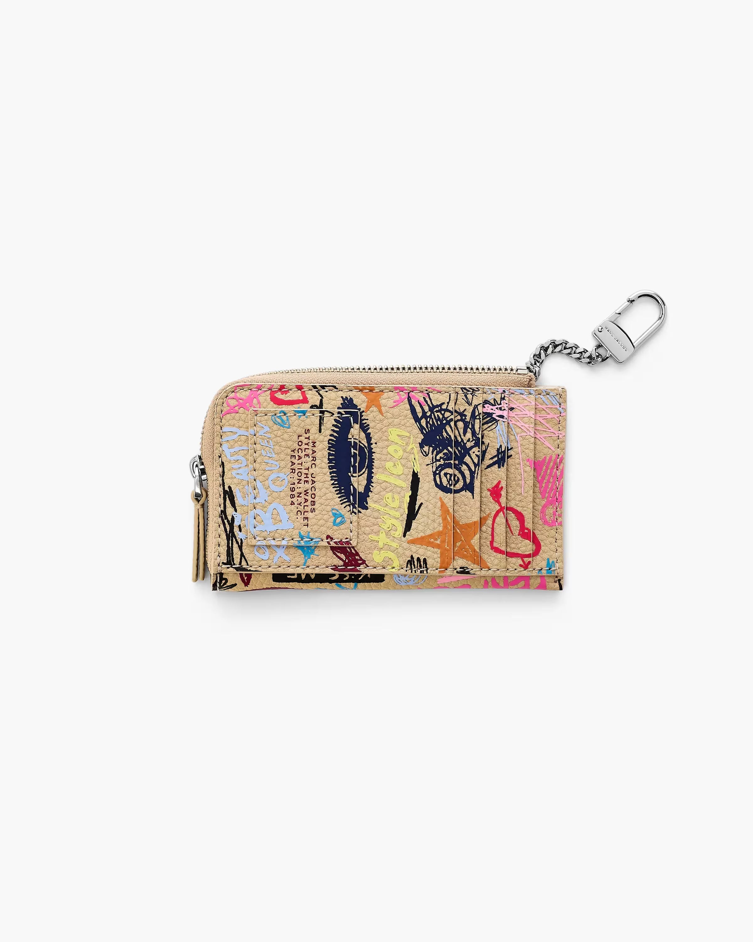 Marc Jacobs The Punk Scribble Top Zip Multi Wallet Beige Multi
