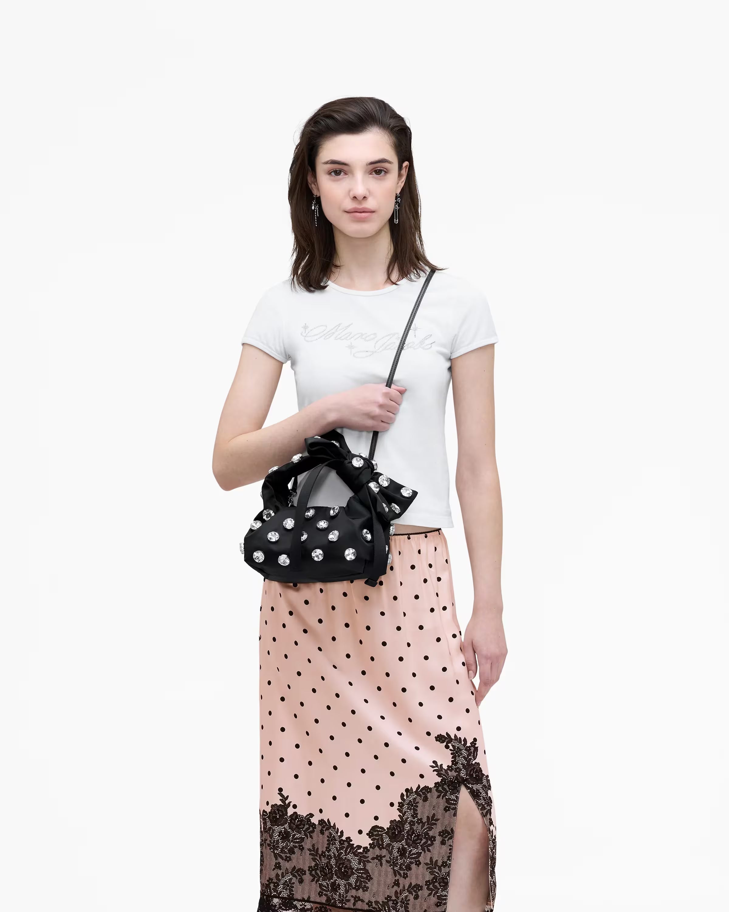 Marc Jacobs The Gem Nylon Bow Mini Sack Bag Black