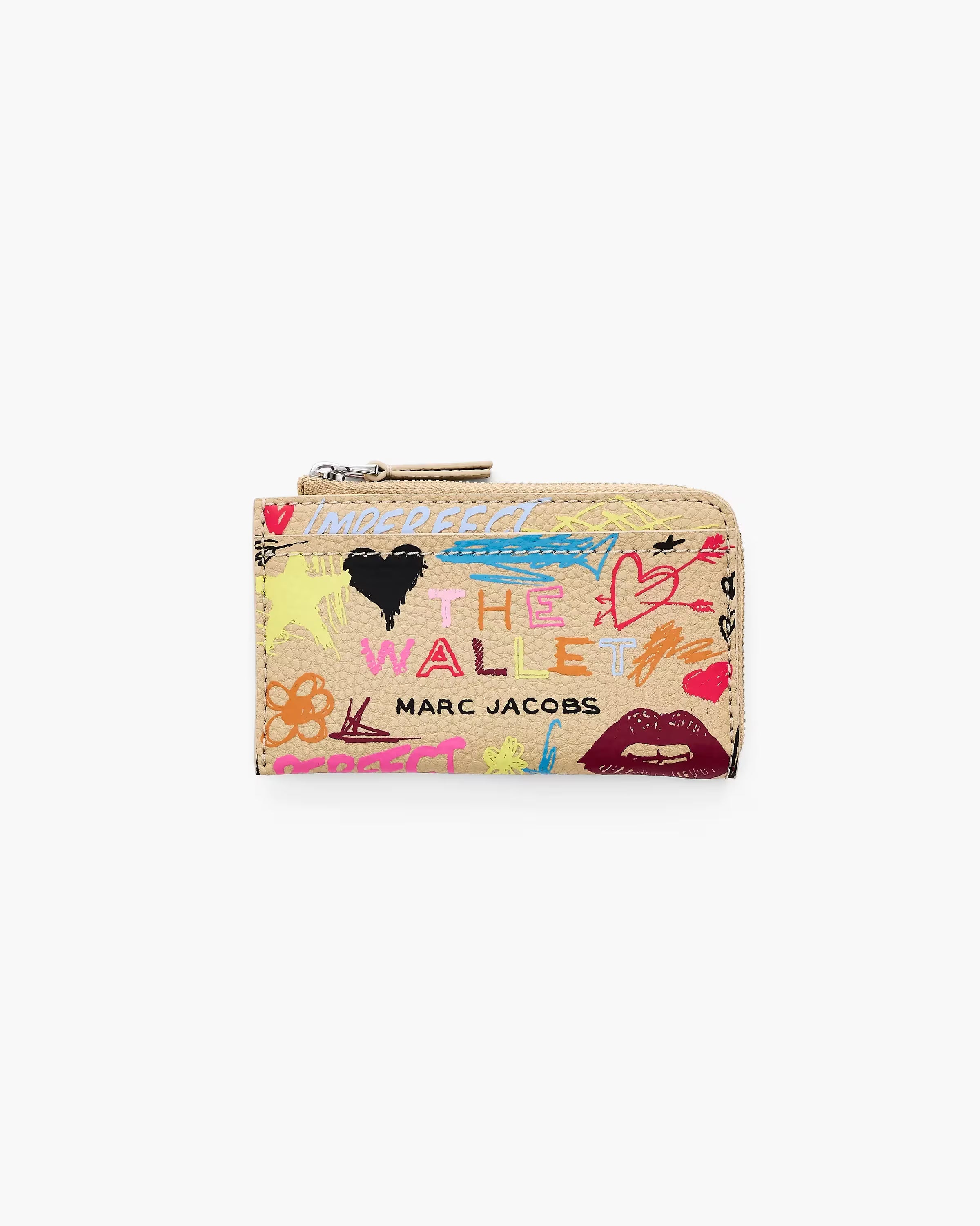 Marc Jacobs The Punk Scribble Top Zip Multi Wallet Beige Multi