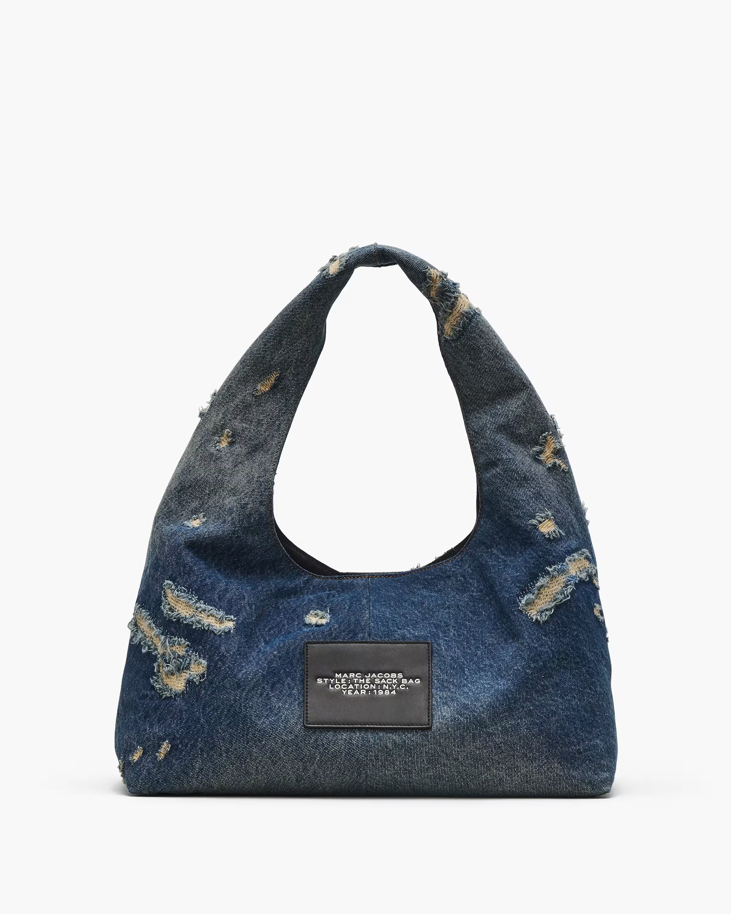 Marc Jacobs The Rip and Repair Denim Sack Bag Punk Indigo