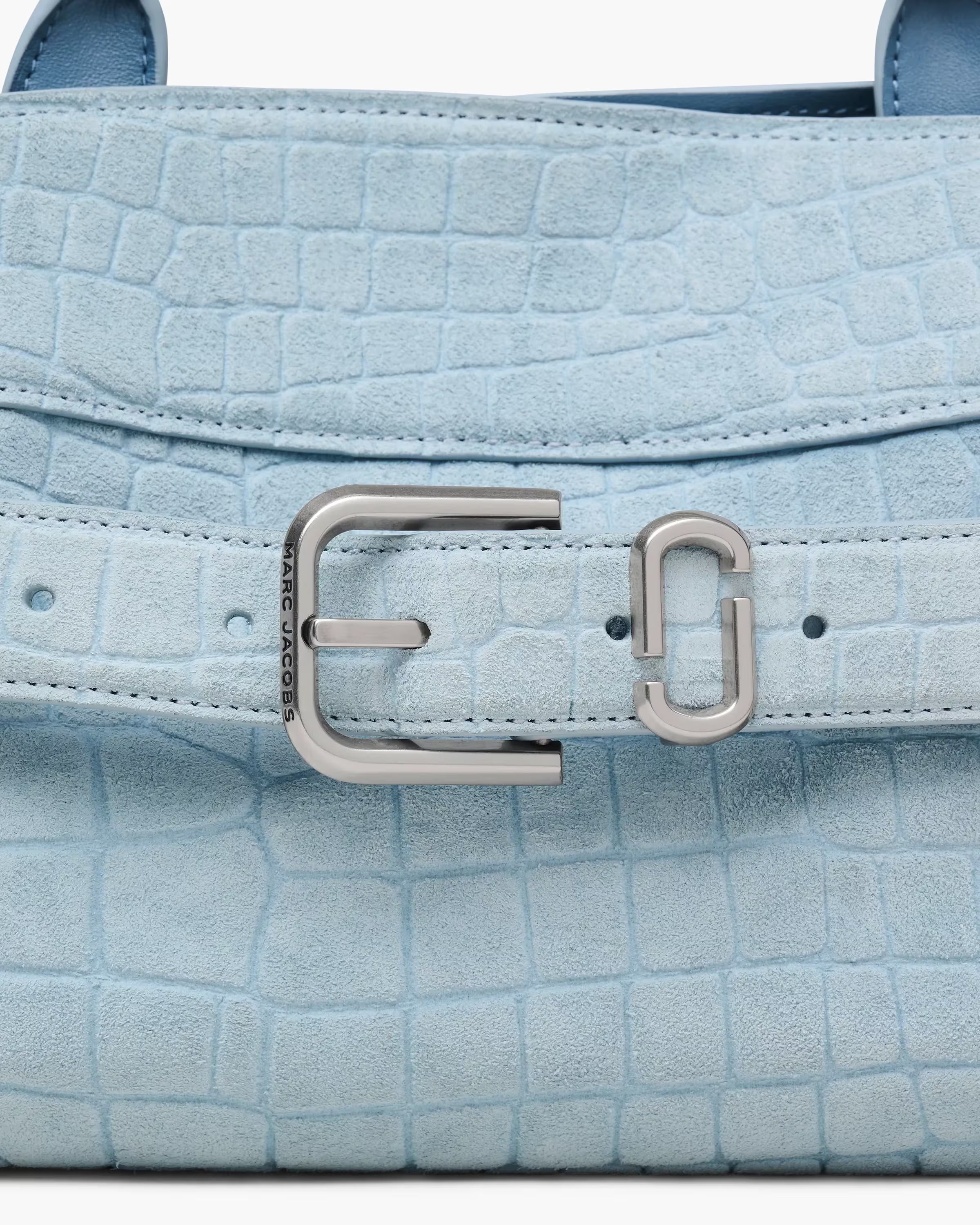 Marc Jacobs The Suede Croc Dakota Small Satchel Blue Mist