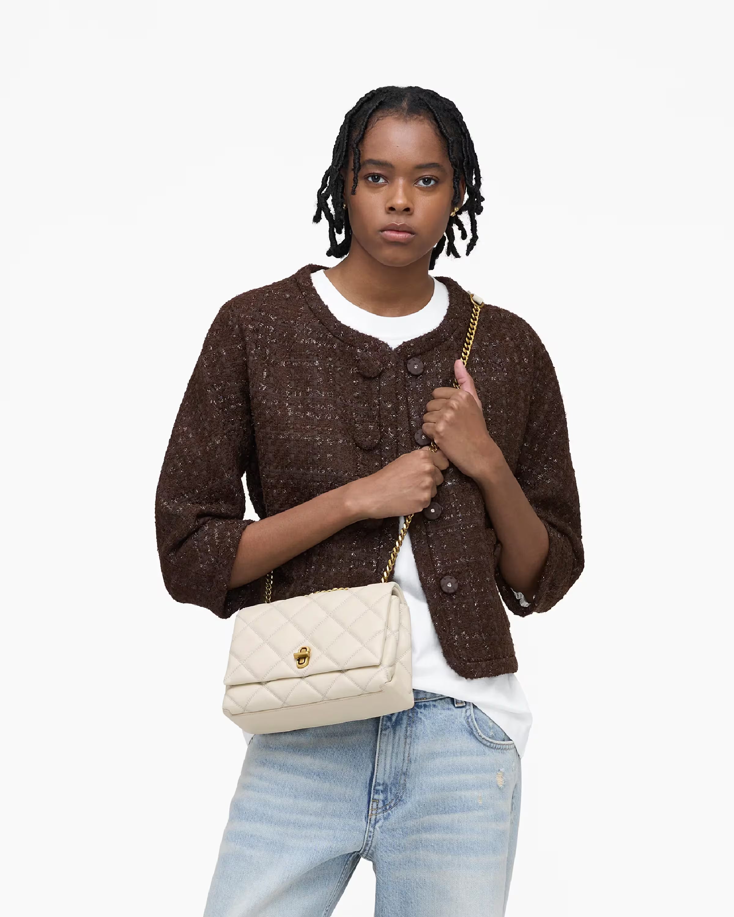 Marc Jacobs The Quilted Slim Dual Convertible Shoulder Bag Cloud White